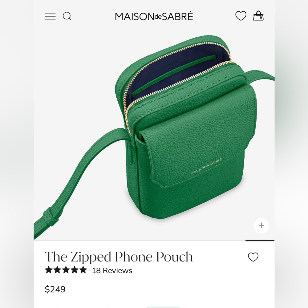 Maison de Sabre The Zipped Phone Pouch in Green - Never Used - Picture 6 of 13